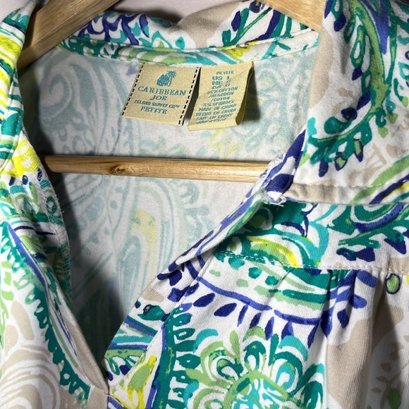 Carribean Joe Women’s Fun Summer Tropical Shirt Size Large Petite - Picture 2 of 4